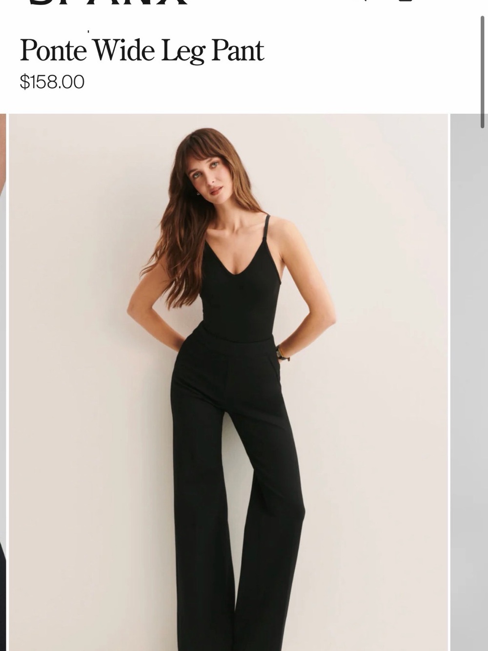 SPANX Black Ponte Wide-Leg Trousers Petite/S